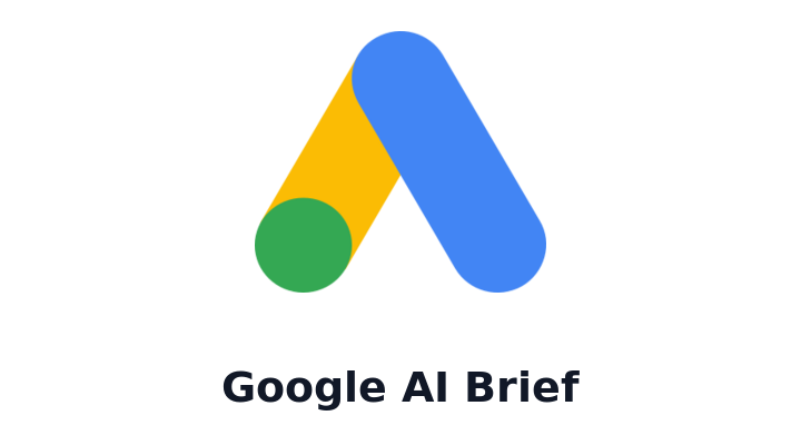 Google AI Brief logo: blue and yellow abstract 'A' shape with a green dot and the text 'Google AI Brief' below.